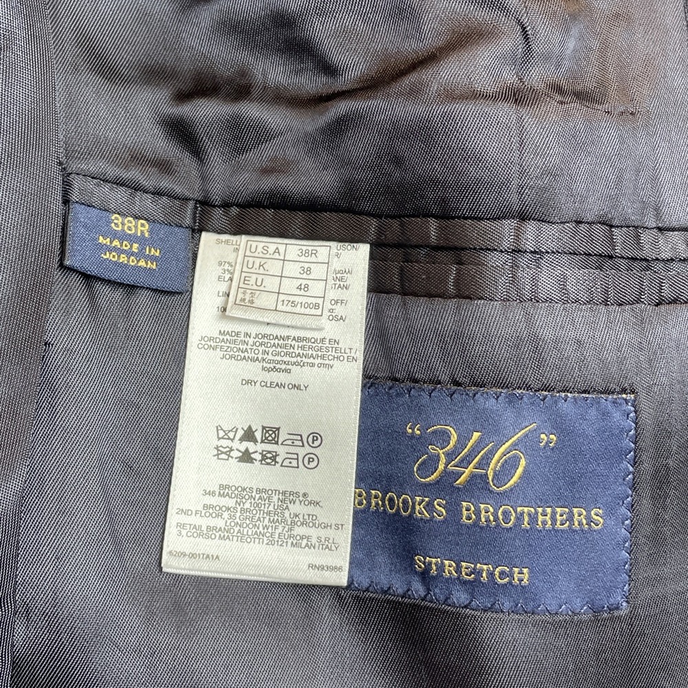 Brooks Brothers 346 Blazers Mens 38R Navy Blue Stretch Wool Blend Preppy Office - Picture 6 of 16